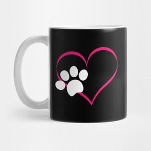 Cute Dog And Cat product With I Love Dogs Paw Print And Heart Mug